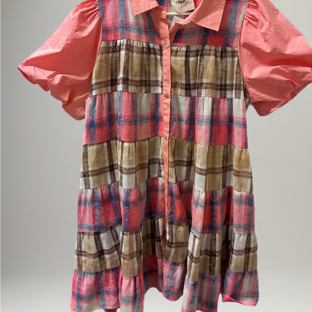 Fantastic Fawn Pink Plaid Button-Up Dress